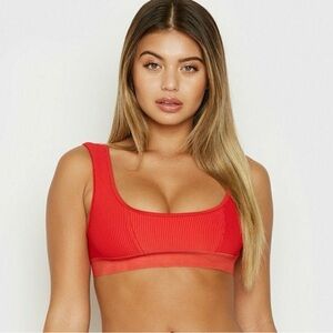 Frankie’s Bikinis Red Ribber Bikini Top